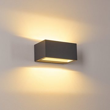 hofstein Außen-Wandleuchte »Meida« LED Außenwandlampe aus Aluminiumin Anthrazit, 3000 Kelvin, 10, 500 Lumen, m. Up&Down-Effekt, IP54