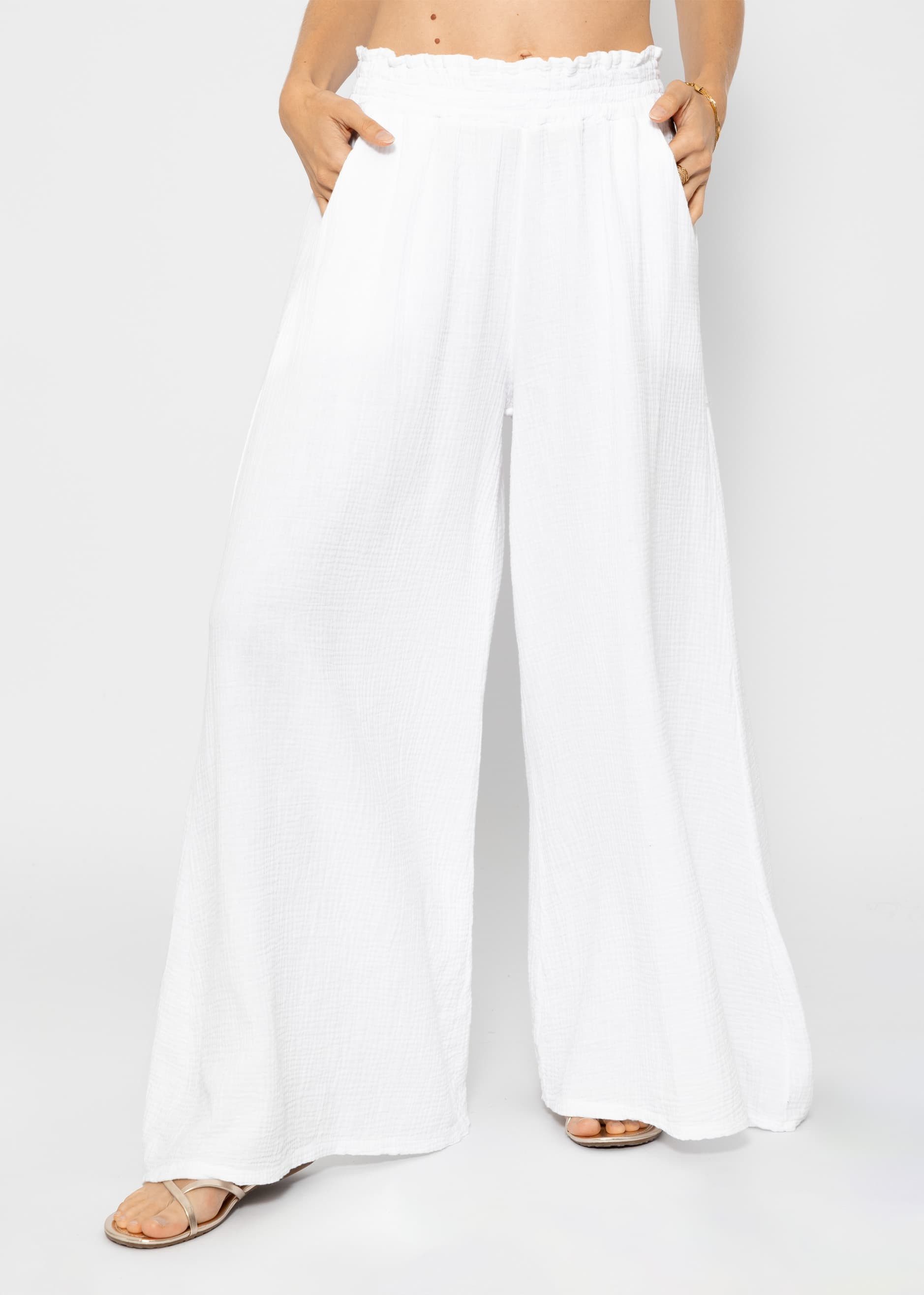 SASSYCLASSY Stoffhose Leichte Musselin Sommer Hose günstig online kaufen