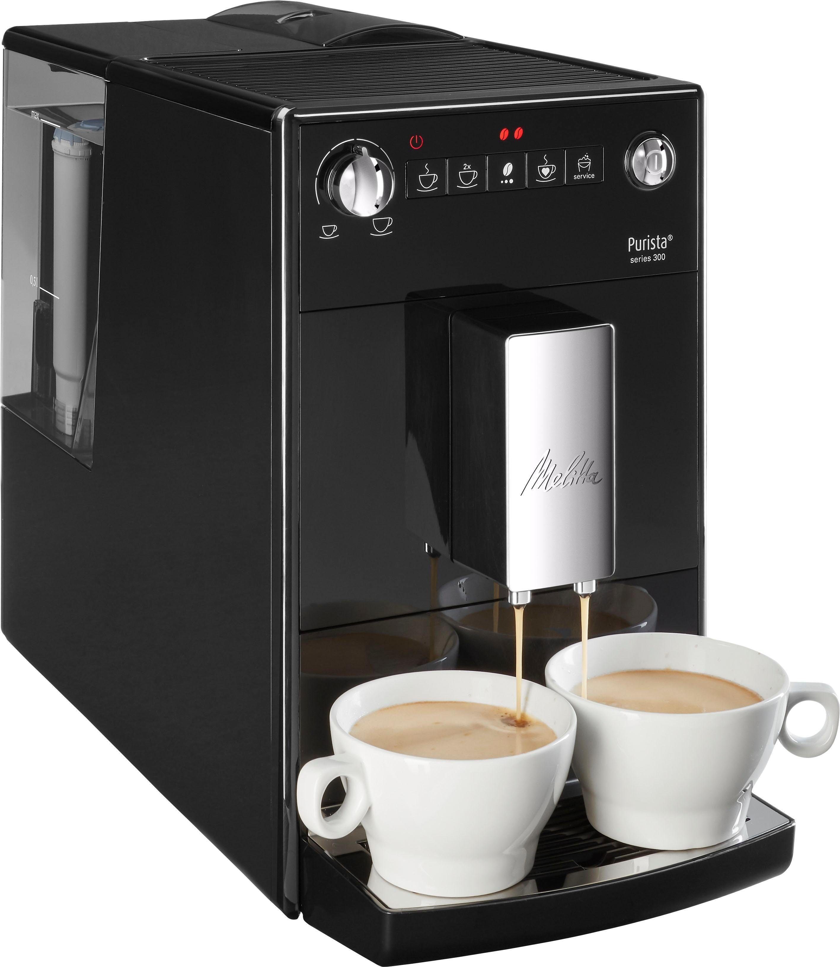 F230-102, Melitta leise Purista® extra Lieblingskaffee-Funktion, schwarz, & Kaffeevollautomat kompakt
