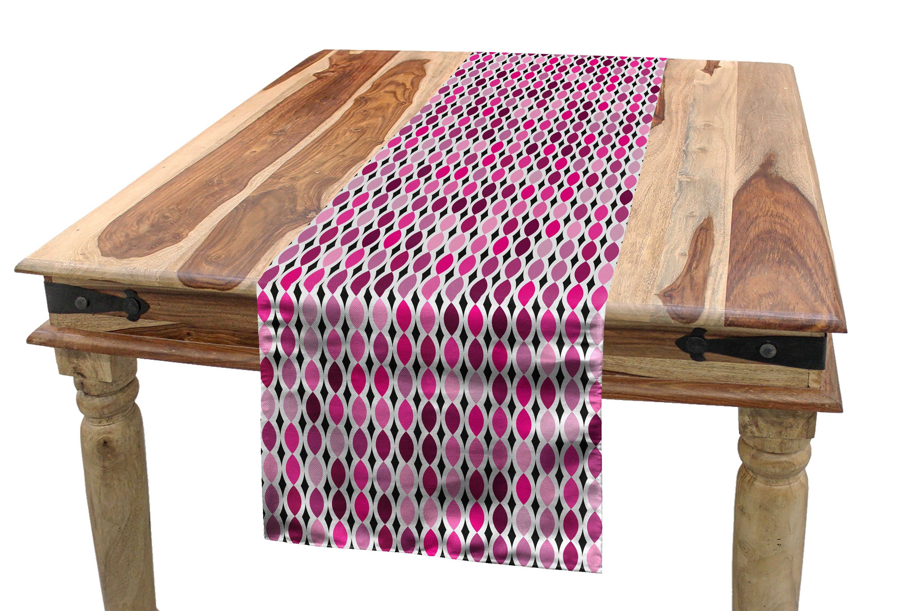 Abakuhaus Tischläufer Esszimmer Küche Rechteckiger Dekorativer Tischläufer, Abstrakt Oval Connected Pattern