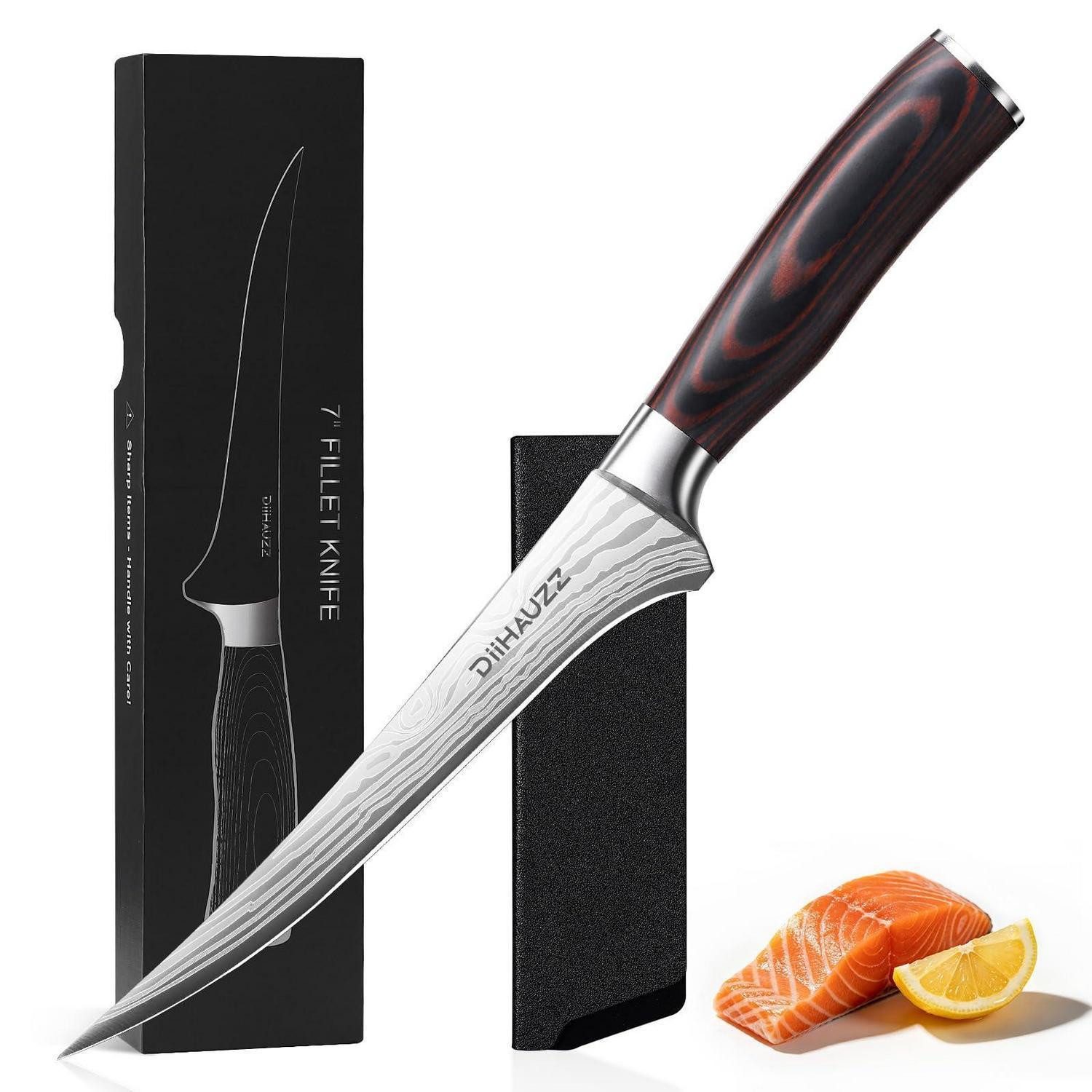 LuxusKollektion Filetiermesser Filetiermesser 18cm Profi Ausbeinmesser Pakkaholzgriff