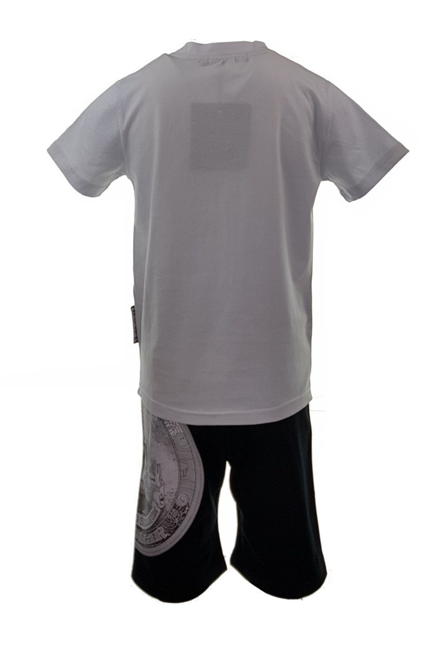 Hessis T-Shirt & Shorts Jungen Freizeitset, Sport- Weiß & JS006 (Shirt+Shorts)