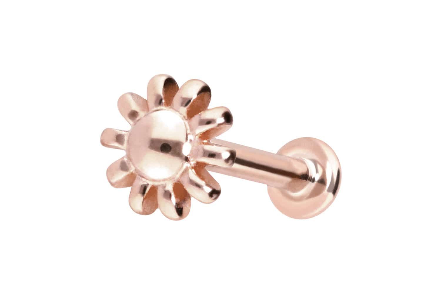 Piercing-Set 14 Karat Gold Labret mit Innengewinde BLUME