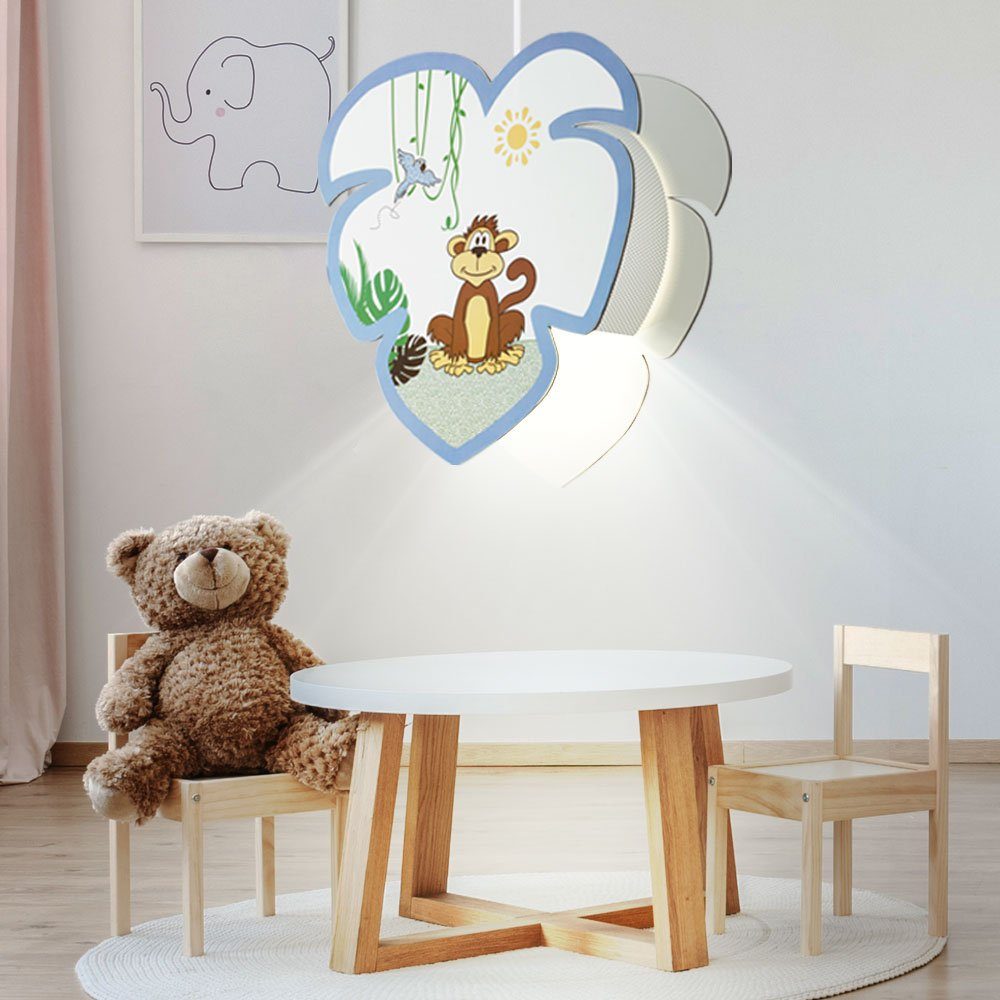 etc-shop LED Pendelleuchte, Holz inklusive, Motiv Lampe Warmweiß, Spiel Tier Pendel Leuchtmittel Affen Zimmer Schirm