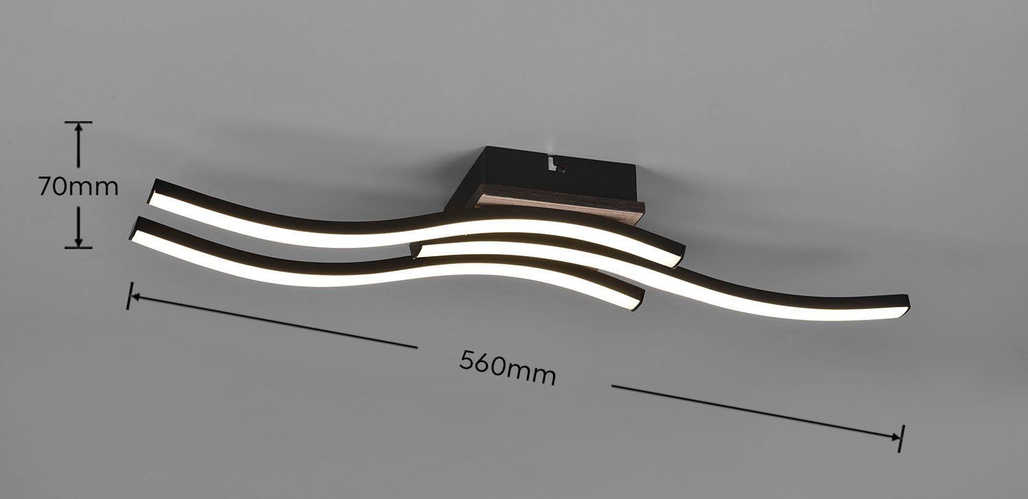 holzoptik fest integriert, 3-flammig, LED Warmweiß, LEDs Deckenlampe Deckenleuchte Lumen TRIO 500 Leuchten mit moderne LED 3x Route,