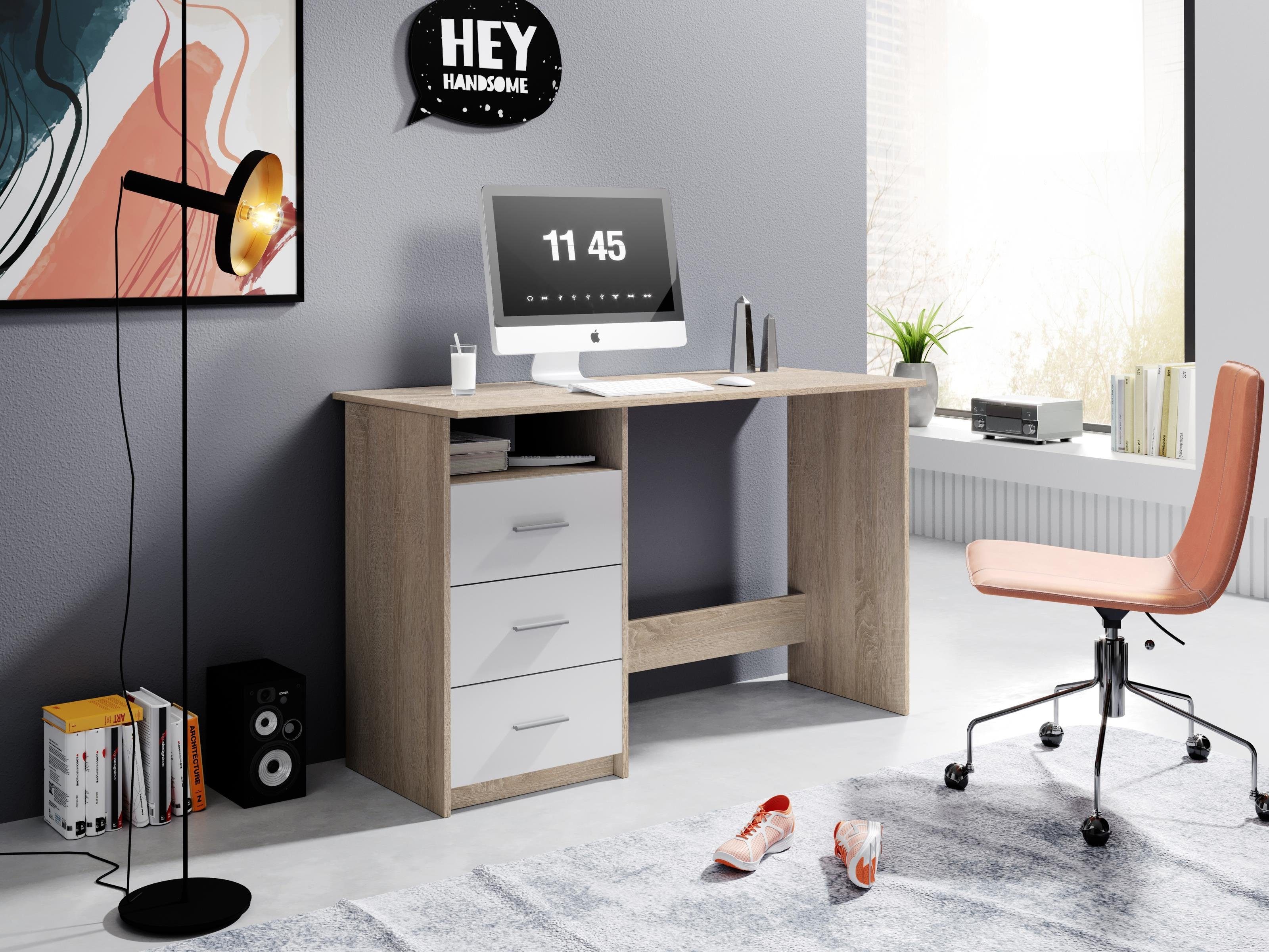 PREISBRECHER Schreibtisch Schreibtisch >Mack< - 123x76x50cm (BxHxT) (B/H/T günstig online kaufen