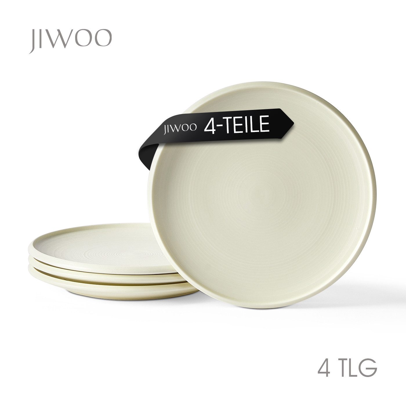 JIWOO Speiseteller 4er Ø21,8cm, Frühstücksteller Pastateller Teller Brotteller Plate, (4 St), Hochwertiges Tellerset Weiß Mikrowellenofen Spülmaschine Ø 21,8cm