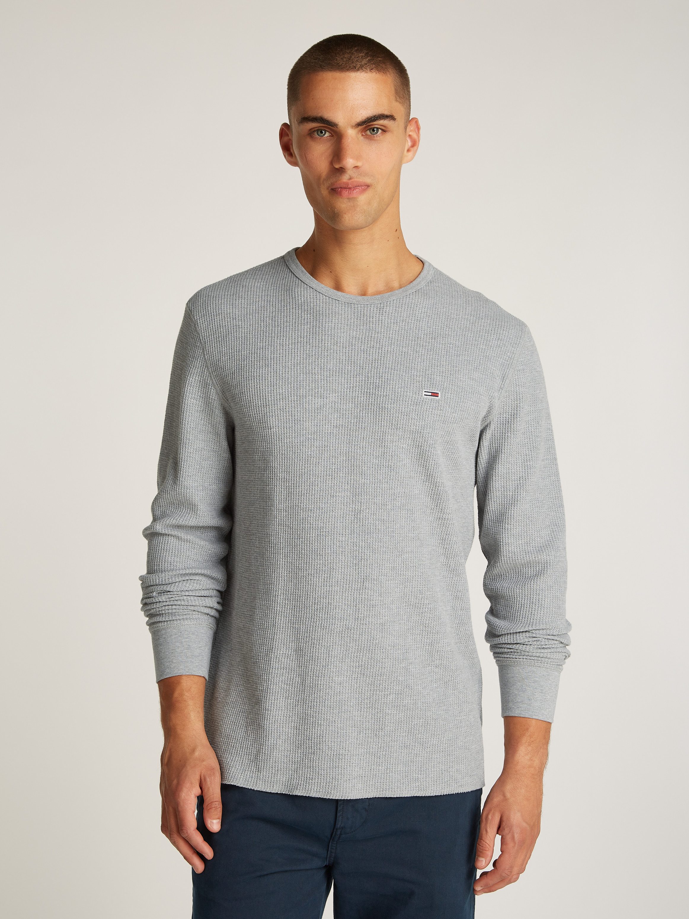 Tommy Jeans Langarmshirt TJM SLIM WAFFLE L/S TEE EXT mit Waffelstruktur günstig online kaufen