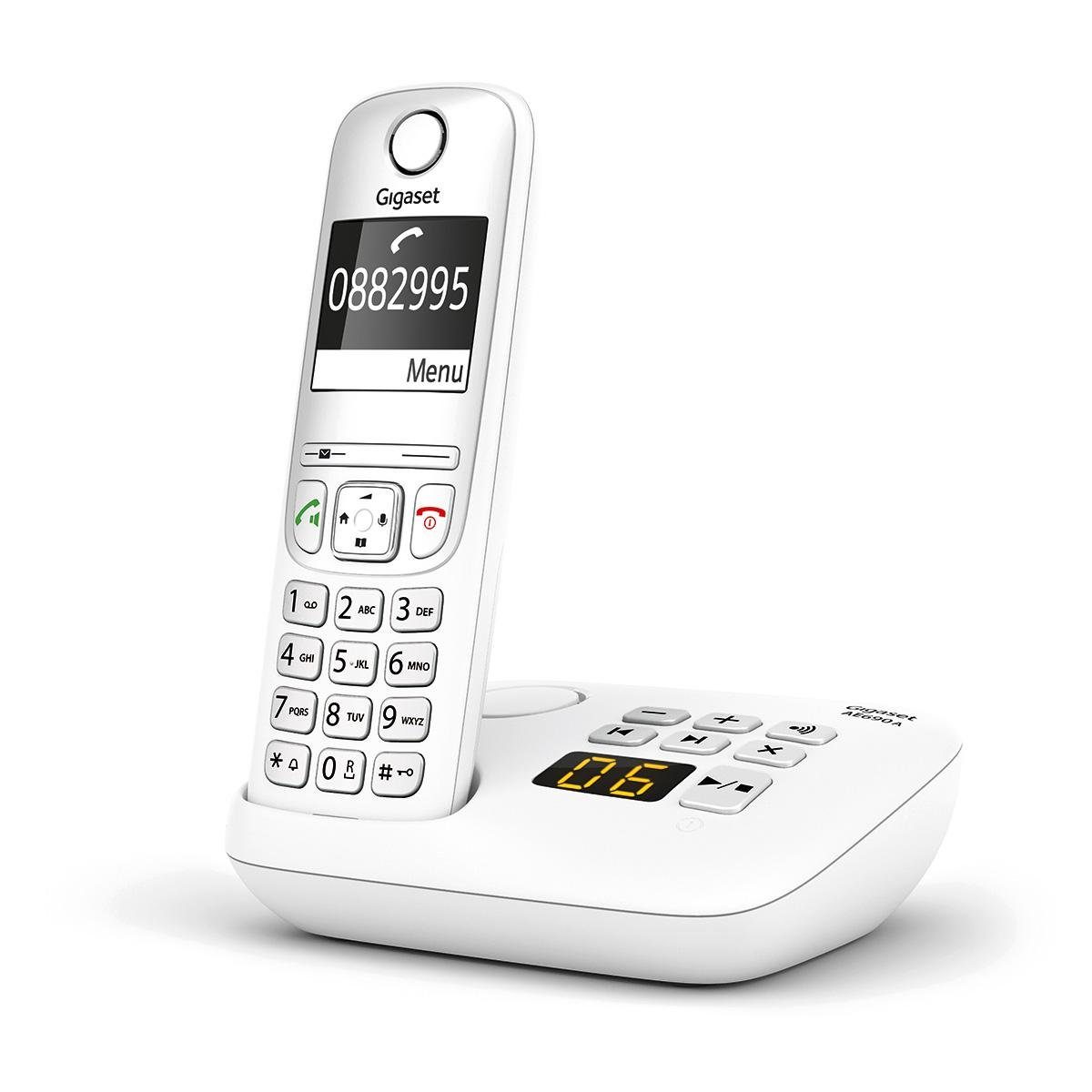 Gigaset AE 690A weiß Schnurloses DECT-Telefon (Mobilteile: 1, mit Anrufbeantworter, Freisprechen)