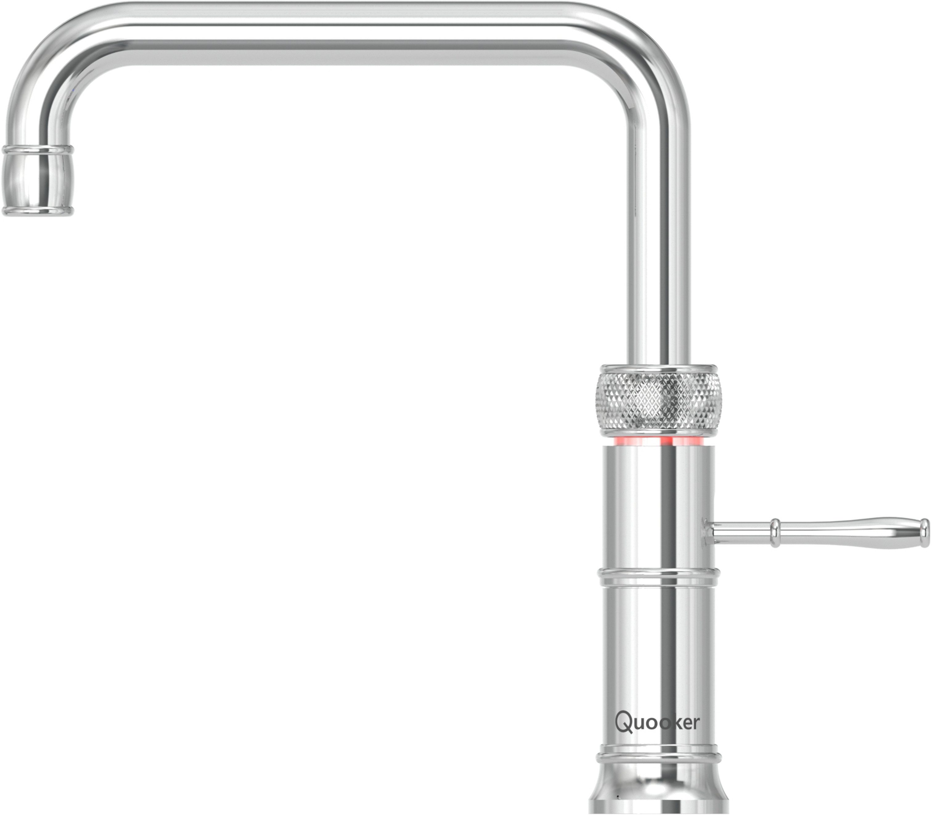 QUOOKER Küchenarmatur QUOOKER CLASSIC FUSION SQUARE COMBI+ B mit CUBE 2 (22+CFSCHRCUBE) (2-St) 100°C Kochendwasserhahn Chrom mit Trinkwassersystem