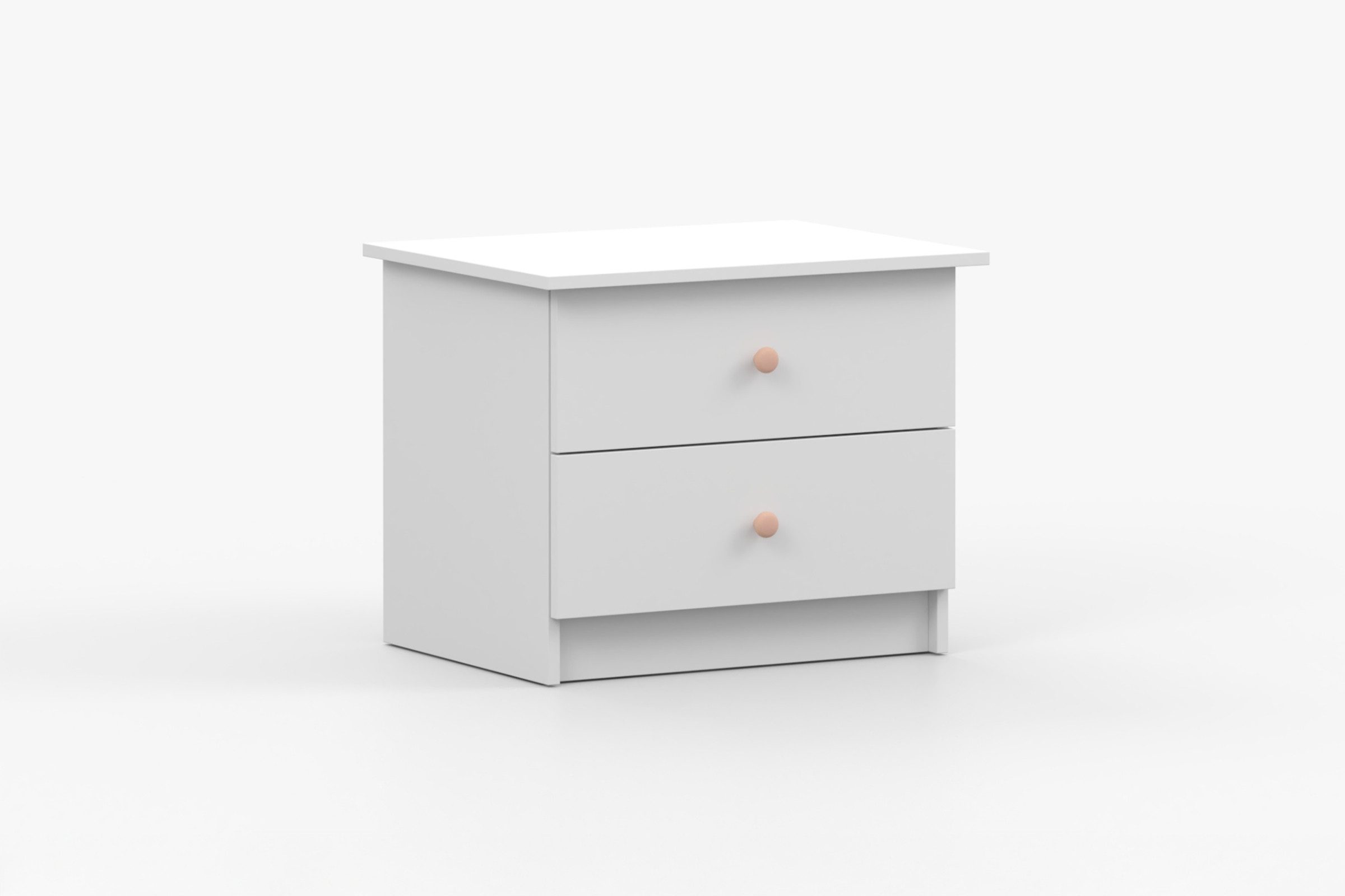Deine Möbel 24 Nachttisch OSCAR Nachtkommode Nachtkonsole 60 cm breit (Set, 2-St., ganz in Weiß / Cashmere, Griffe: Rosa / Anthrazit OSCAR-Kollektion), Kinderzimmer Jugendzimmer Jungenzimmer Mädchenzimmer Schlafzimmer