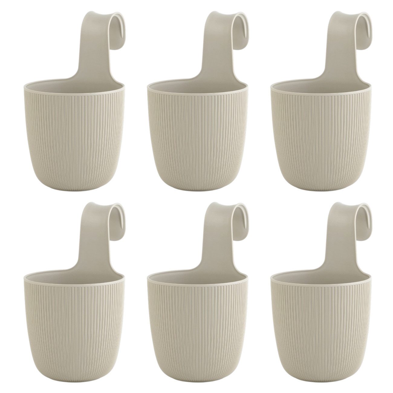 Engelland Blumentopf Blumentopf zum Hängen (Vorteils-Set, 6 St., Fassungsvermögen 2,3 Liter), UV-Beständig, Frostbeständig, Drainagesystem, ideal für Geländer/Zäune