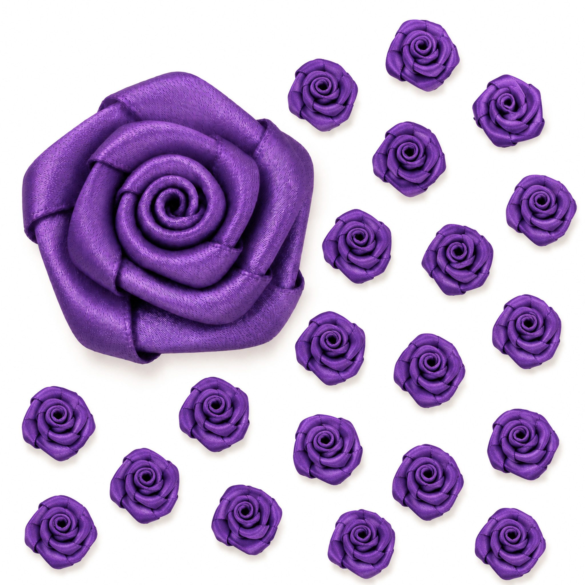 Creativery Streudeko, Satinrosen 2cm zum Basteln & Aufnähen 20 Stück Lila