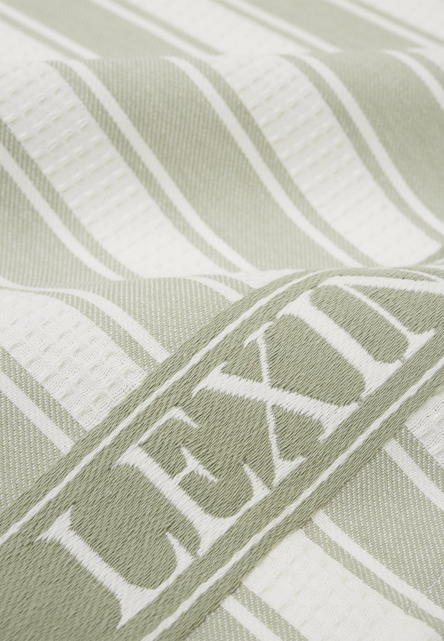 Icons Striped Geschirrtuch Twill Waffle sage Cotton green/white Lexington