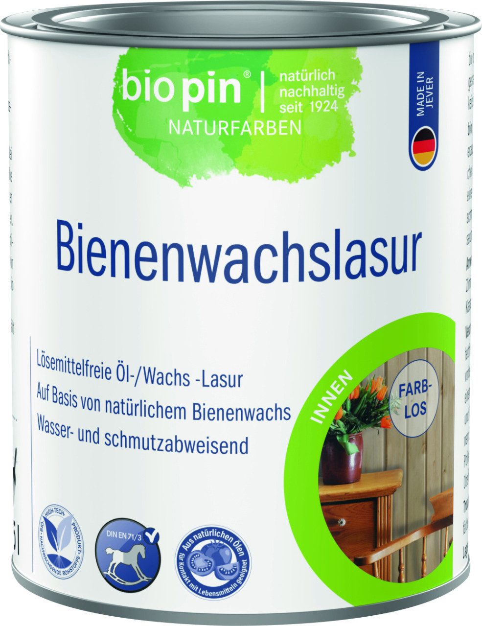 Bio Pin Lasur Biopin Naturfarben Bienenwachslasur 375 ml farblos