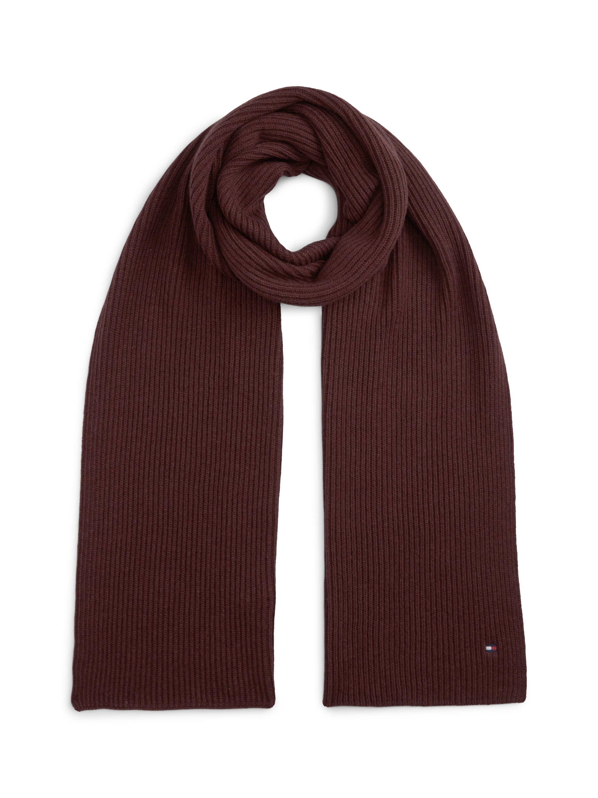 Tommy Hilfiger Strickschal TH FLAG PIMA COTTON CASH SCARF, mit Logostickerei, mit Kaschmiranteil Unisex