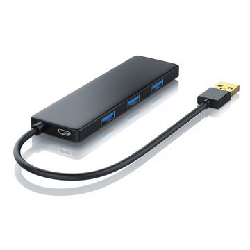 Primewire USB-Adapter, 4-Port Ultra Slim USB 3.0 Hub, bis zu 5Gbit/s, Hot-Plug, bus-powered