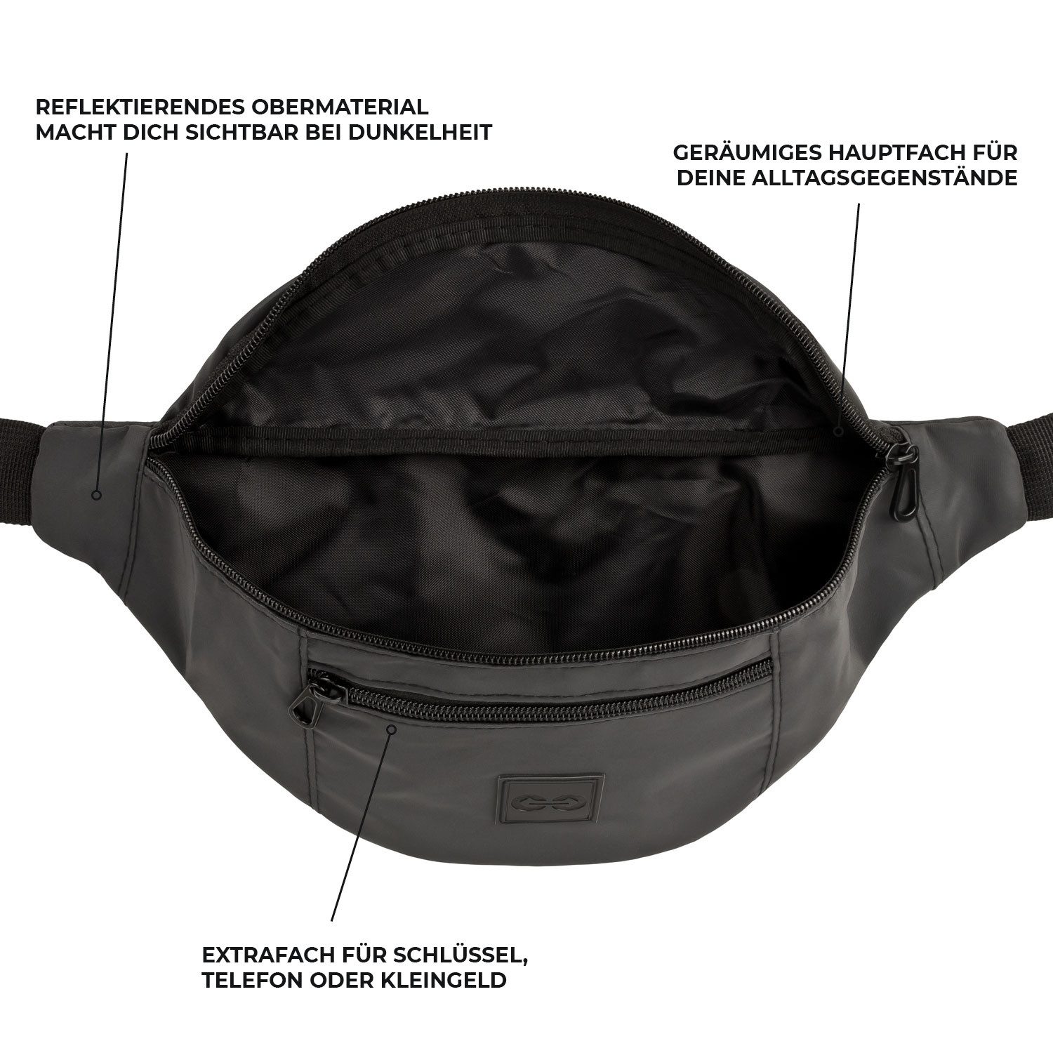 URBAN ZWEIRAD Gürteltasche URBAN ZWEIRAD Wasserabweisend Bauchtasche Damen & Herren schwarz, reflektierend
