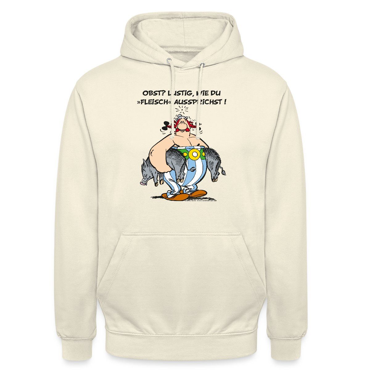 Spreadshirt Hoodie Asterix und Obelix Obst Fleisch Spruch Unisex Hoodie (1-tlg)