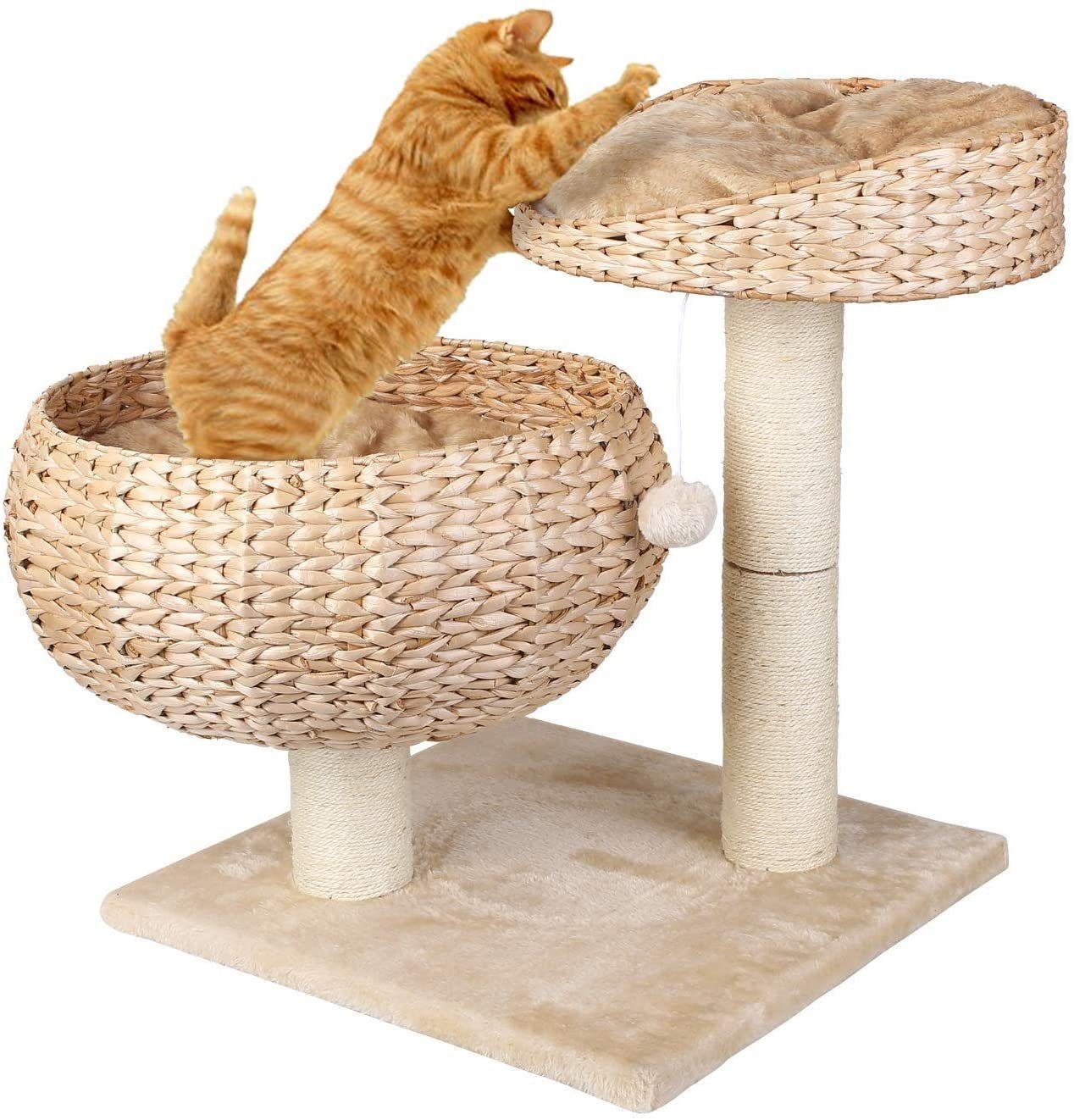 Pedy Kratzbaum, Katzenbett Stabiler Kratzbaum mit Kratzbett Robuster  Kletterbaum für Katzen Katzenkratzbaum Katzenmöbel Katzenturm beige,mit 2  Kissen/Korb online kaufen | OTTO