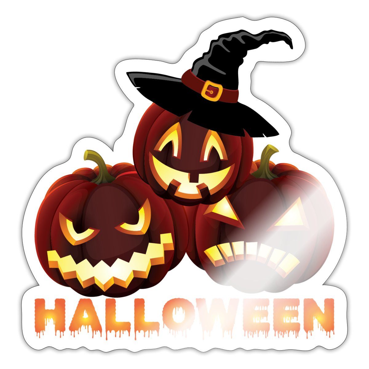 Spreadshirt Aufkleber Halloween Kürbisse Mit Hexenhut Gruselig Lustig Sticker Aufkleber