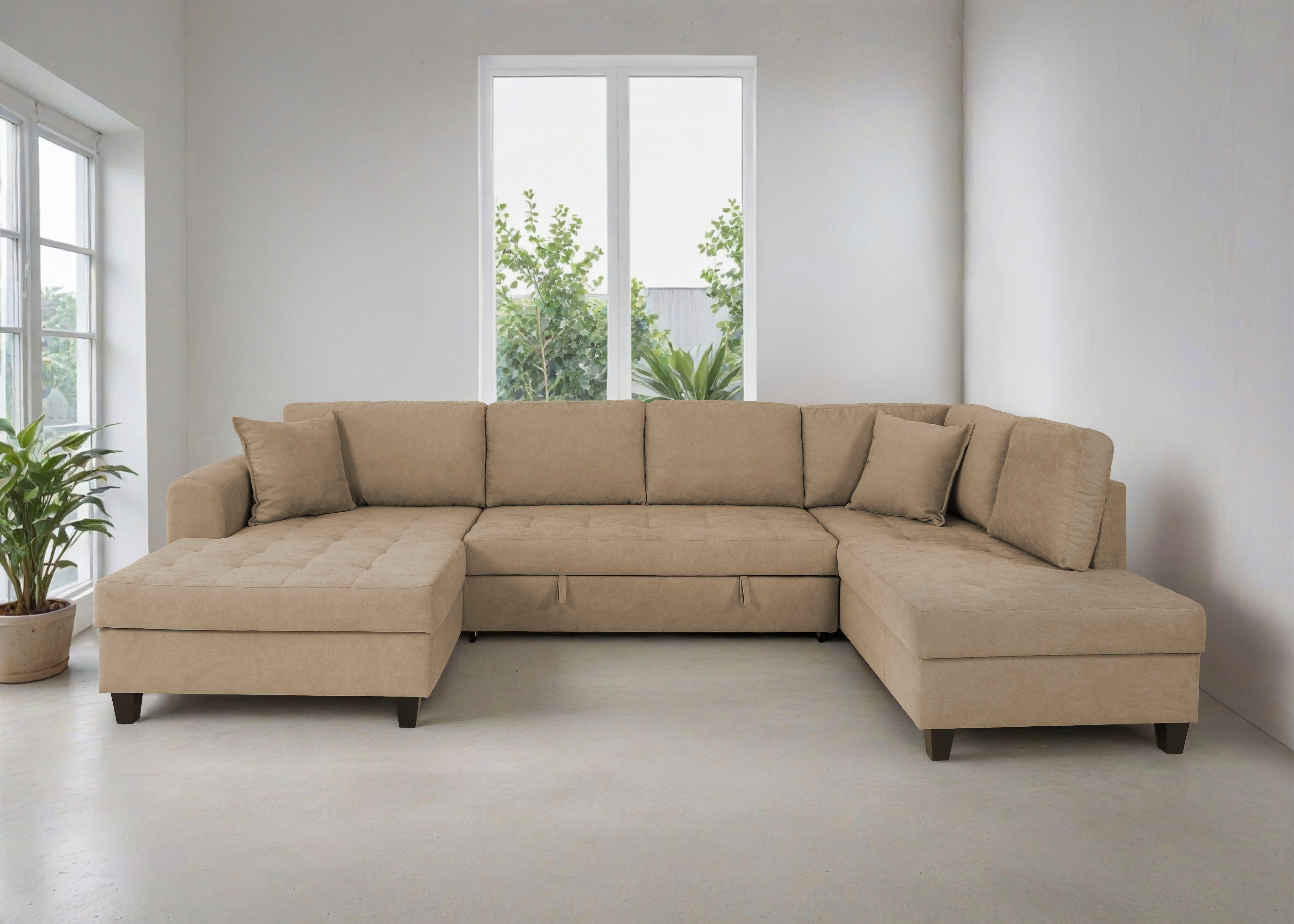 Trends by HG Wohnlandschaft Moritz U-Form, B: 324 cm, mit Bettfunktion, Bettkasten & Zierkissen
