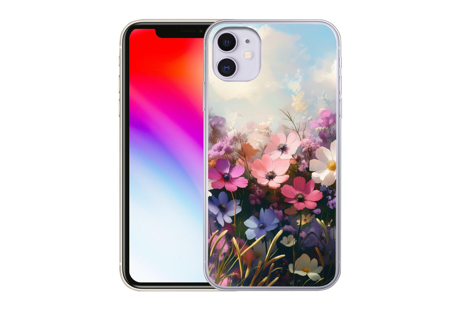 MuchoWow Handyhülle für Apple iPhone 11 Blumen - Bunt - Blühend, Smartphone-Bumper, Print, Handy Schutzhülle Dünn