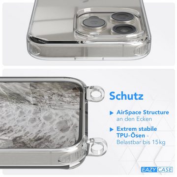 EAZY CASE Handykette Silikon Kette Unifarbe für Apple iPhone 15 Pro 6,1 Zoll, Schutzhülle zum Umhängen Hülle mit Umhängeband Kettenhülle Grau Taupe