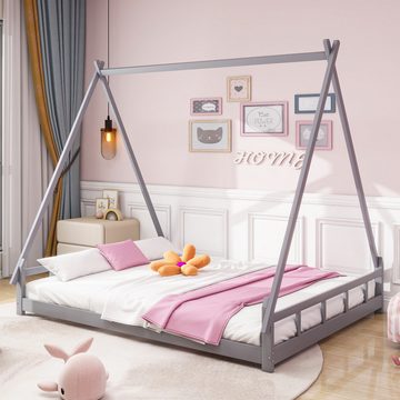 MODFU Kinderbett Zeltbett, Hochbett, Eltern-Kind-Bett, Massivholzbettgestell (140*200cm), ohne Matratze