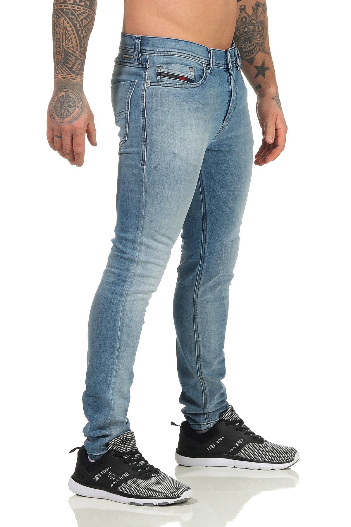 mit Jeans Tepphar Diesel Used-Look, Tapered-fit-Jeans Dezenter Herren Anteil 081AL Stretch Diesel