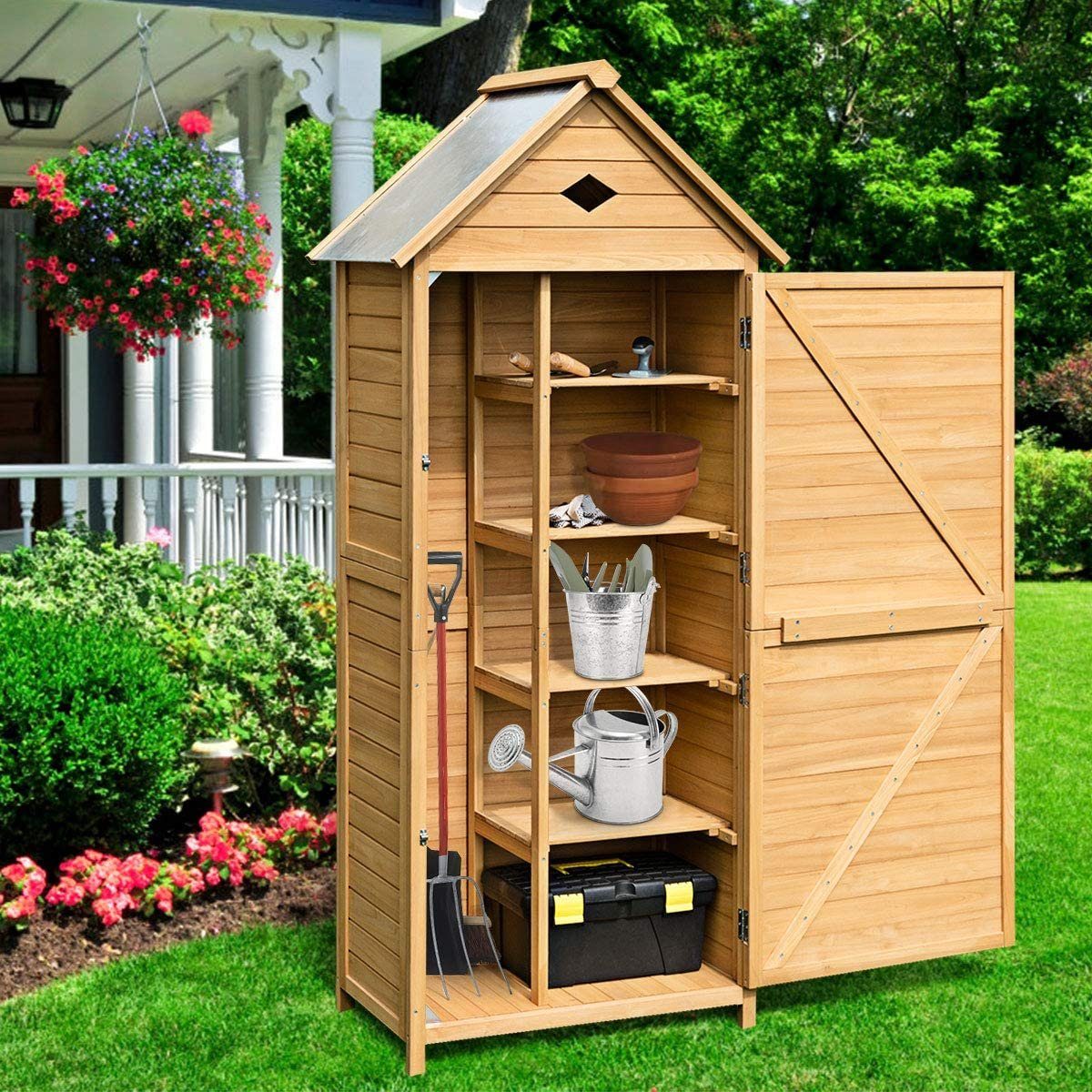 KOMFOTTEU Garten-Geräteschrank Gartenhaus, aus Holz, 70 günstig online kaufen