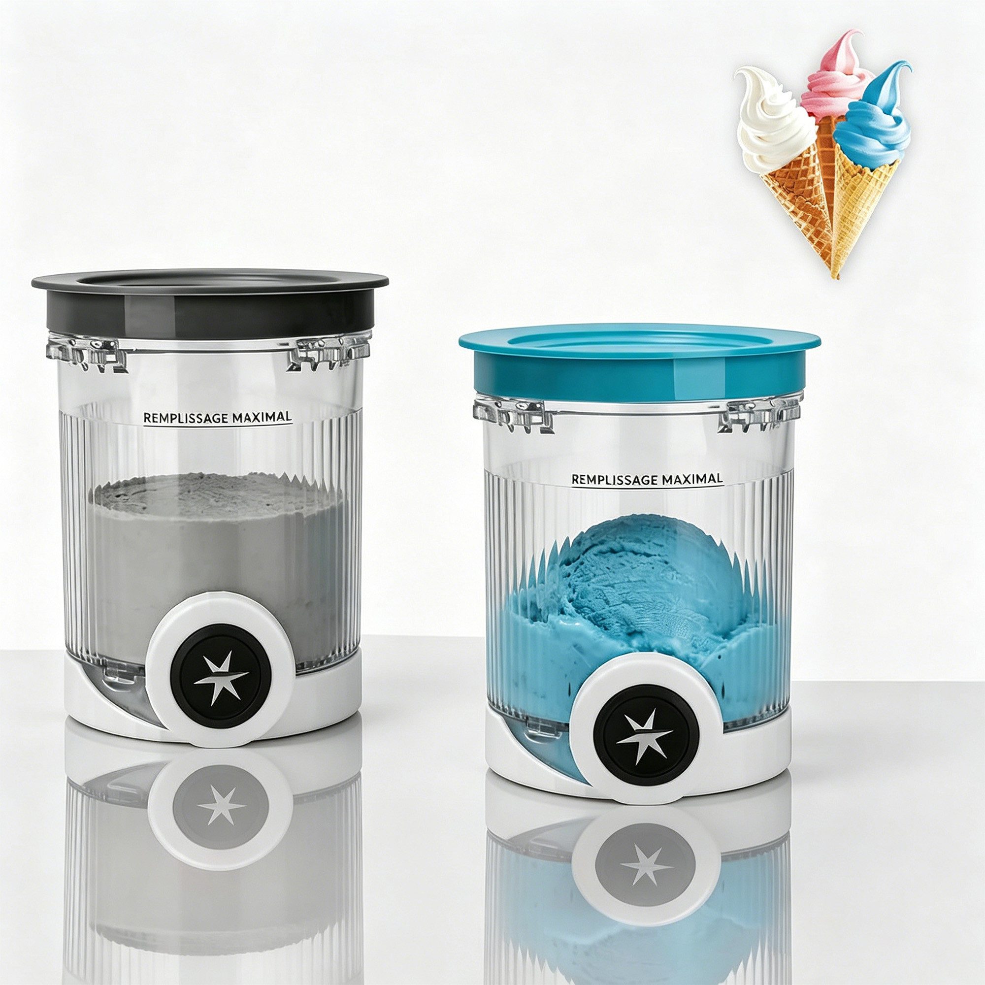 Luckice Eisbereiteraufsatz Eismaschine Zubehör, NC700, NC701, Creami Behälter, Zubehör für NC701, NC700, 480ml Eiscremebehälter, BPA-frei, luftdicht & spülmaschinenfest