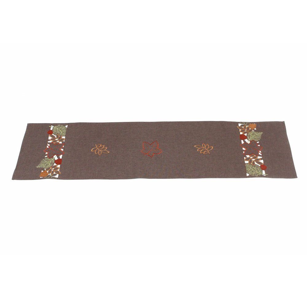 Home-trends24.de Tischläufer Blätter Herbstlaub Mitteldecke Stickerei Tisch 40 x 150 cm – Bild 4 von 5