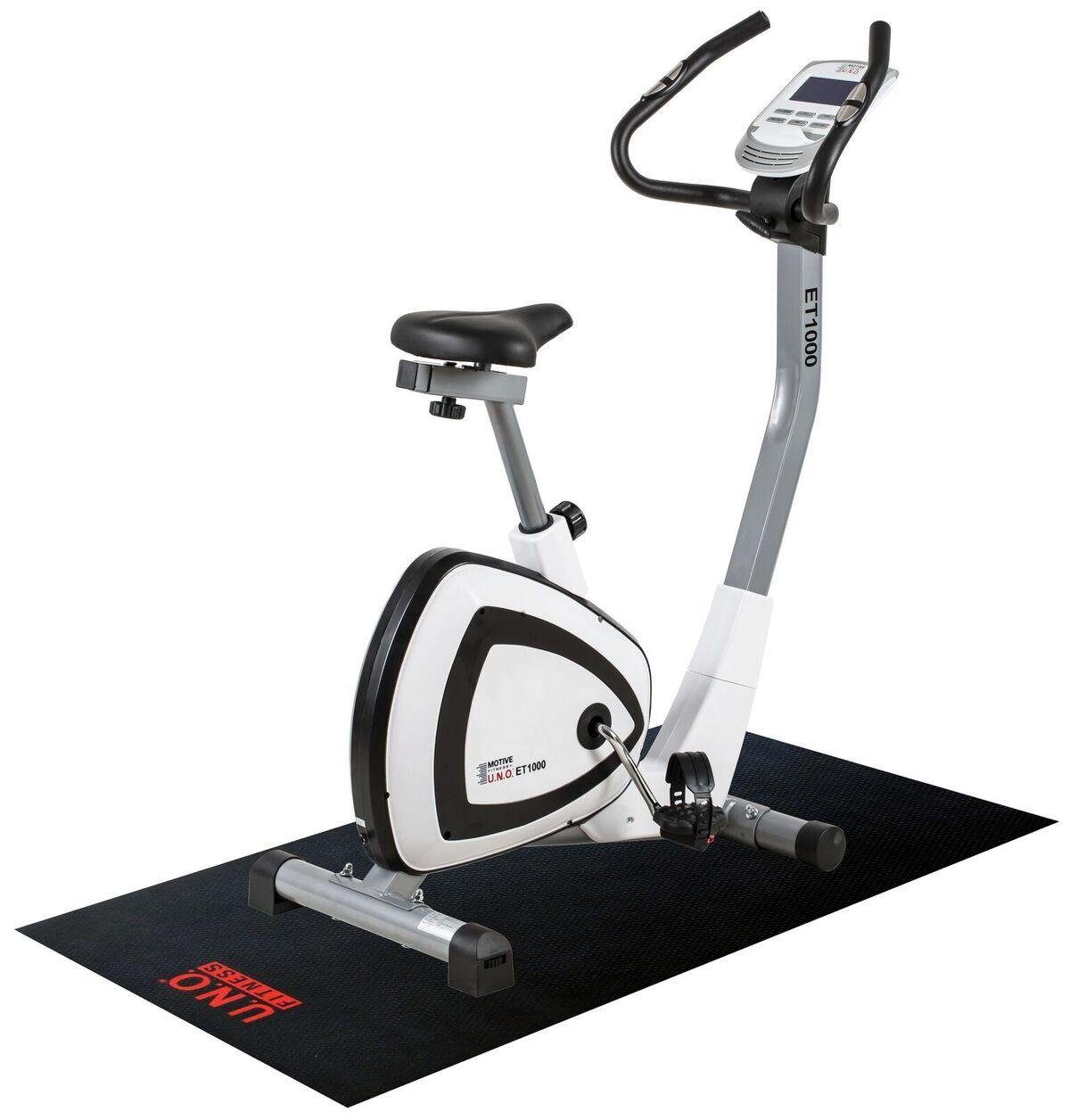 MOTIVE FITNESS by U.N.O. Ergometer ET1000 (mit/ohne Unterlegmatte) (mit Tablet-Halterung), 120 kg max. Benutzergewicht, Fahrrad, 24 Widerstandsstufen