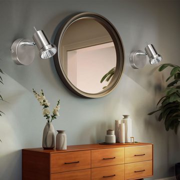 etc-shop LED Wandleuchte, LED-Leuchtmittel fest verbaut, Warmweiß, 2er Set LED Wand Leuchten Wohn Zimmer Spot Beleuchtung Strahler