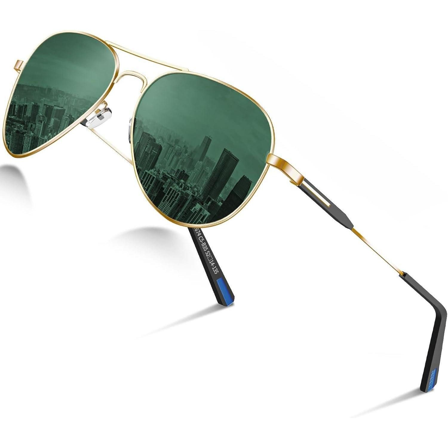 Pilotenbrille Sonnenbrille Pilotenbrille Polarisiert UV400 Herren Damen Grün