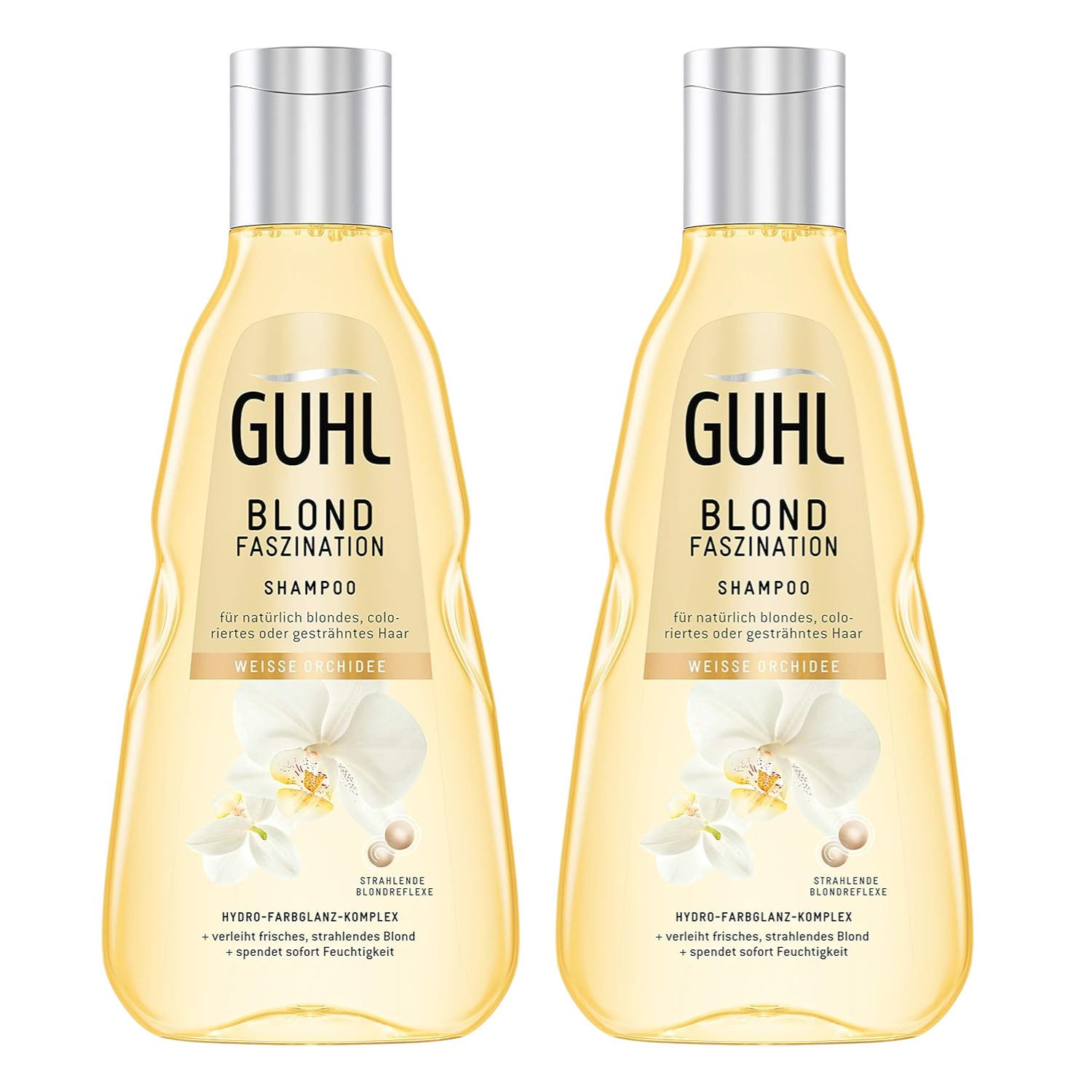 Guhl Haarshampoo 2 x Guhl Blond Faszination Farbglanz Shampoo mit weißer Orchidee je 25