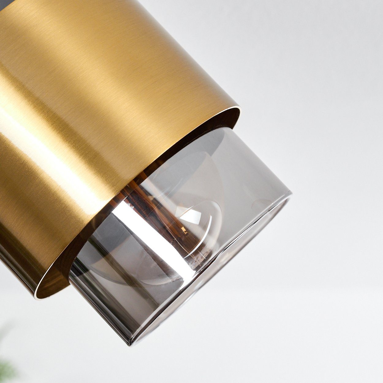 Leuchtmittel, 2 ohne E27 Deckenleuchte Deckenleuchte x in hofstein Deckenlampe Schwarz/Messingfarben/Rauchfarben, Schirmen, aus Metall/Glas verstellbaren mit