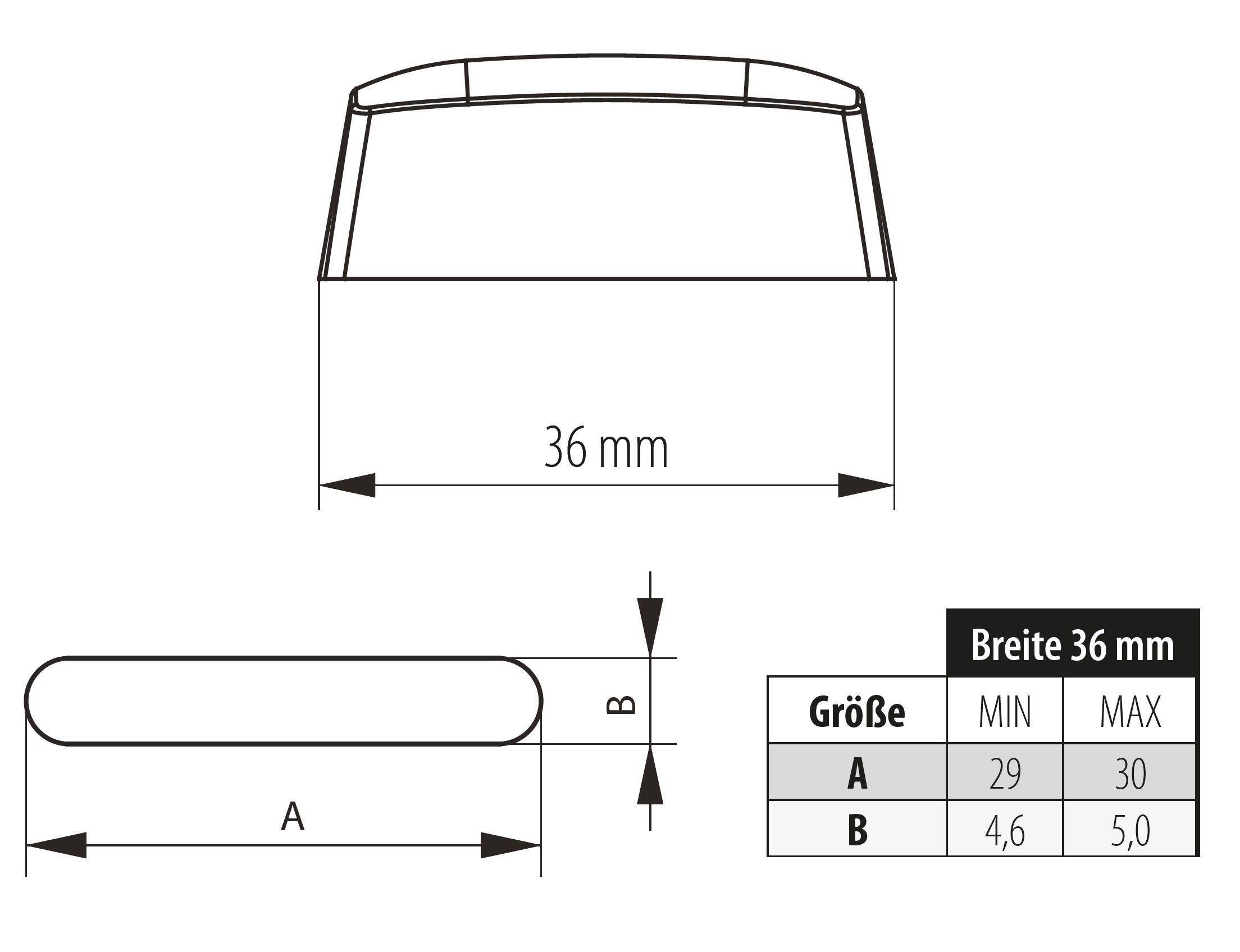 Silisto Abdeckkappe Wasserschlitzkappen 36mm, (50-St)