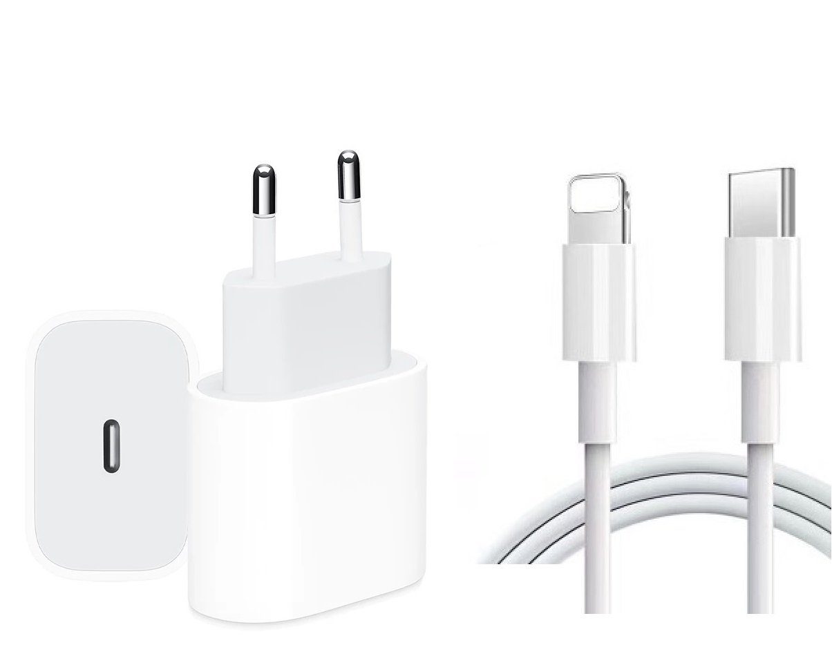 Ventarent Schnellladekabel USB C passt für iPhone 11, 12, 13, 14, Pro, X, Xs, Xr USB-Ladegerät (2,22 mA, Set, 2-tlg., 1 x Перехідники 20 Watt + 1x Ladekabel USB-C auf Lightning, Fast Charging)