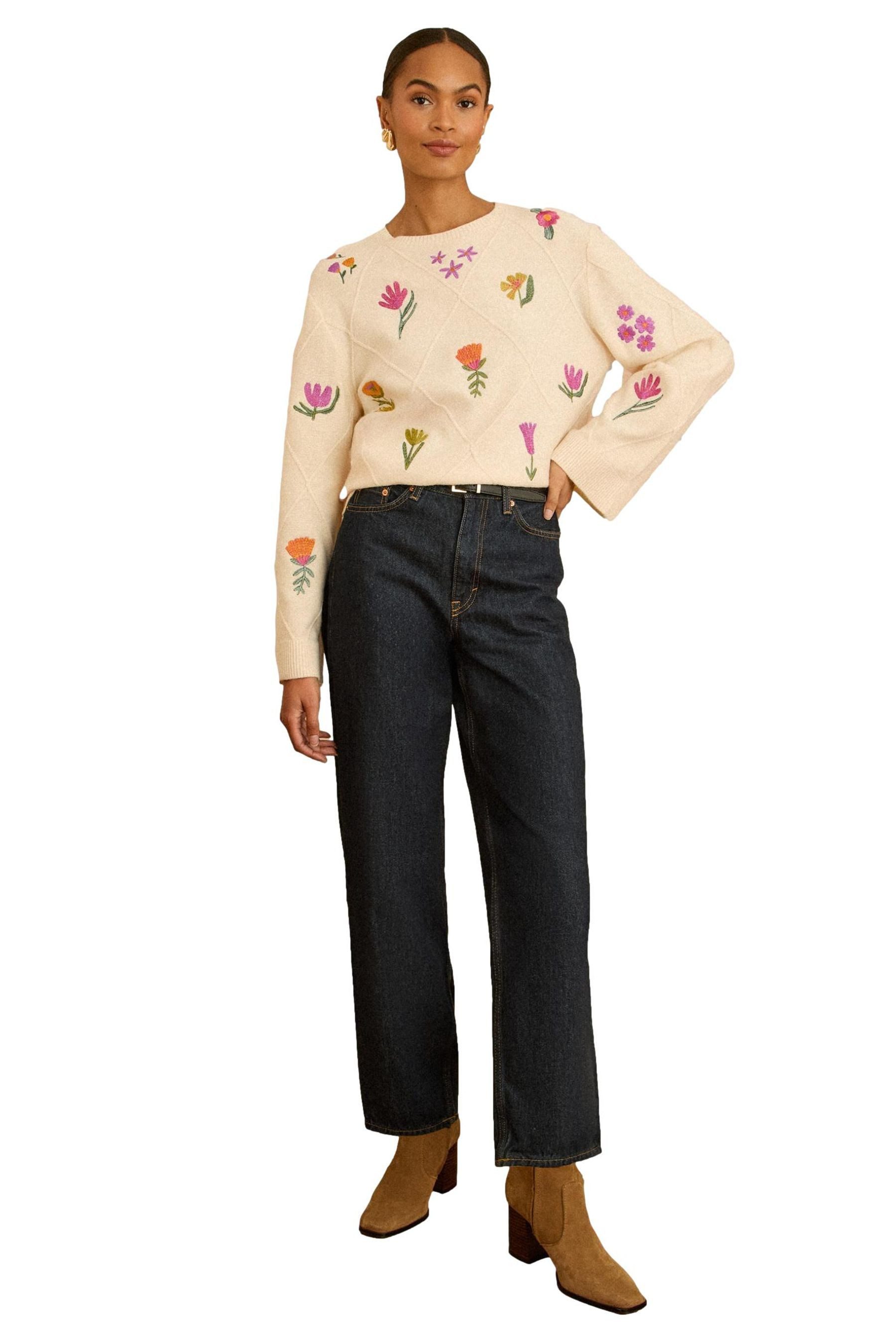 Love & Roses Strickpullover Love & Roses Strickpullover mit Stickerei (1-tlg)