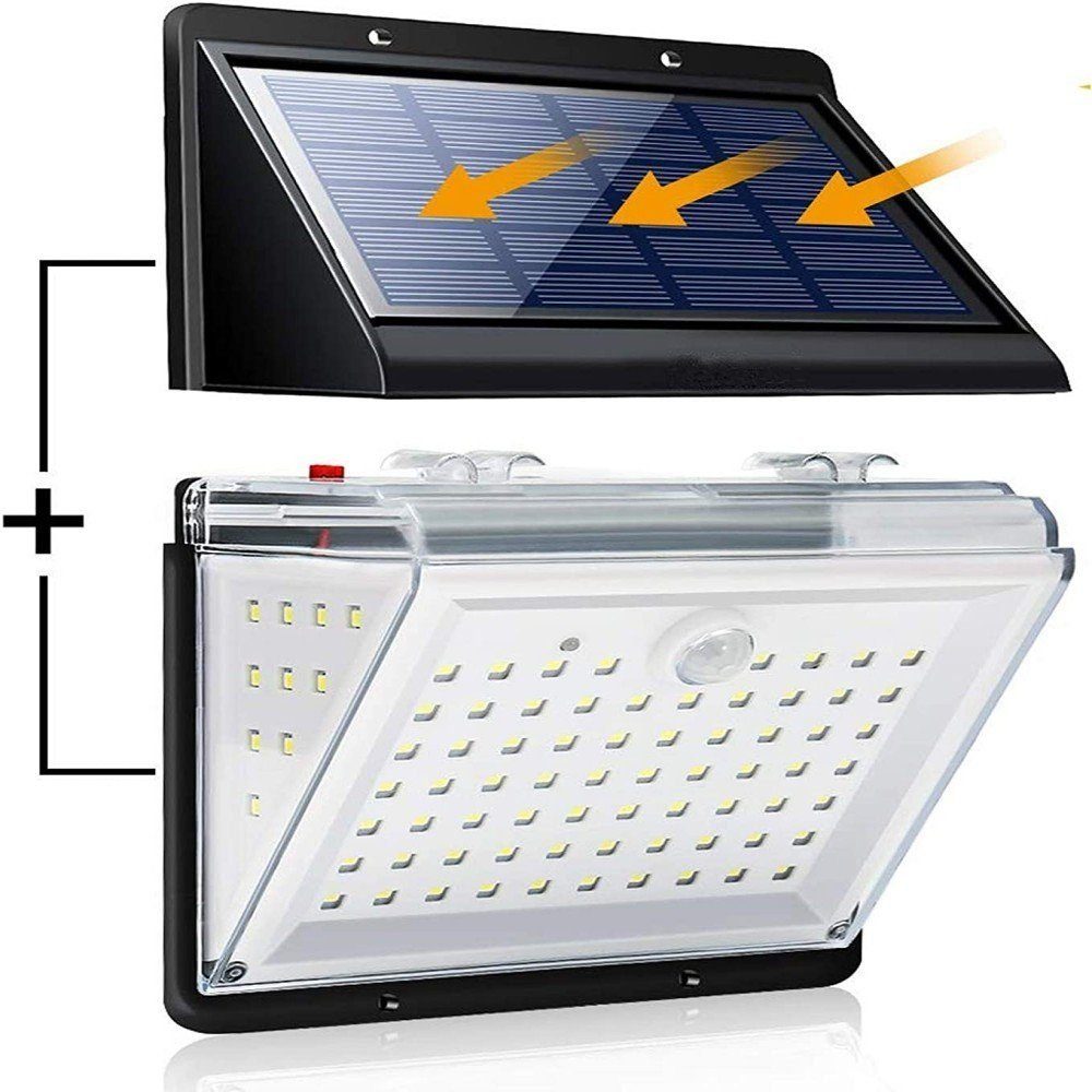 Coisini LED Außen-Wandleuchte Solarlampen 88LEDs mit Bewegungssensor, LED fest integriert, LED fest integriert