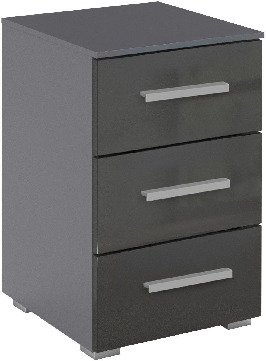 rauch Nachtkommode Nachttisch Nachtkonsole Nachtschrank KOLUNA mit Hochglanzfront (Breite 40 cm), mit 3 geräumigen Schubladen für viel Stauraum MADE IN GERMANY