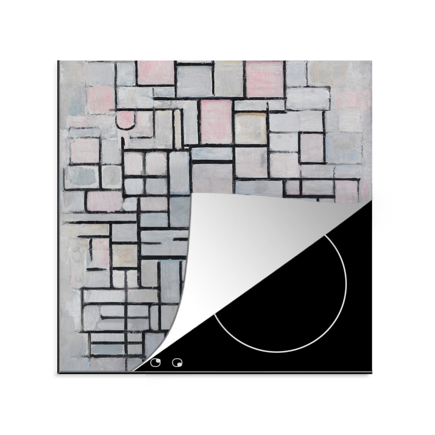 MuchoWow Herdblende-/Abdeckplatte Komposition 6 - Piet Mondrian, Vinyl, (1 tlg), 78x78 cm, Ceranfeldabdeckung, Arbeitsplatte für küche | Herdabdeckplatten