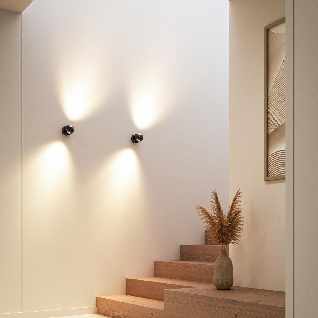 Neona LED Wandleuchte PONTOS Schwarz Chrom, Dimmbar per Fernbedienung, LED fest integriert, Warmweiß