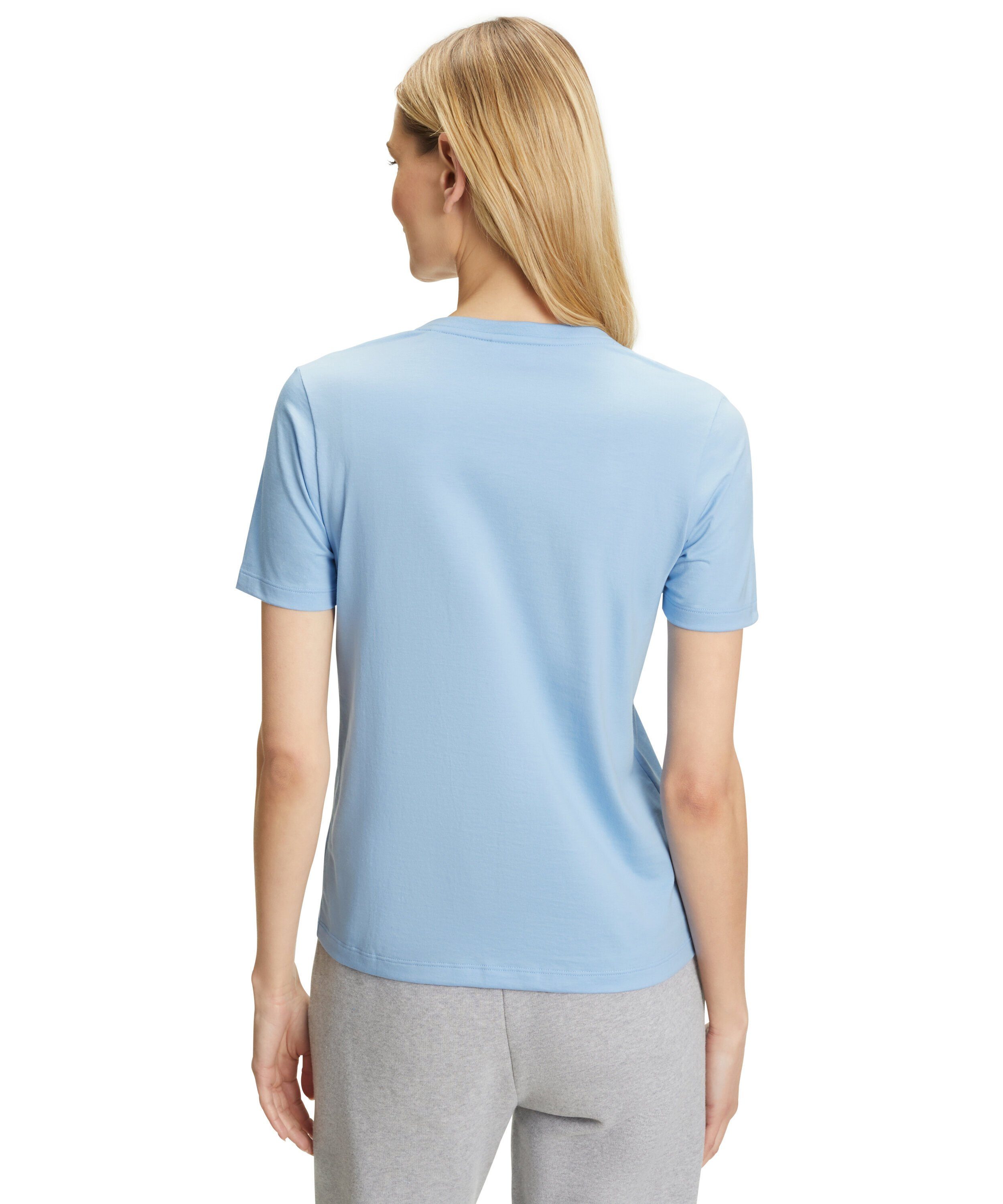 T-Shirt aus sky FALKE (6807) reiner (1-tlg) Baumwolle blue
