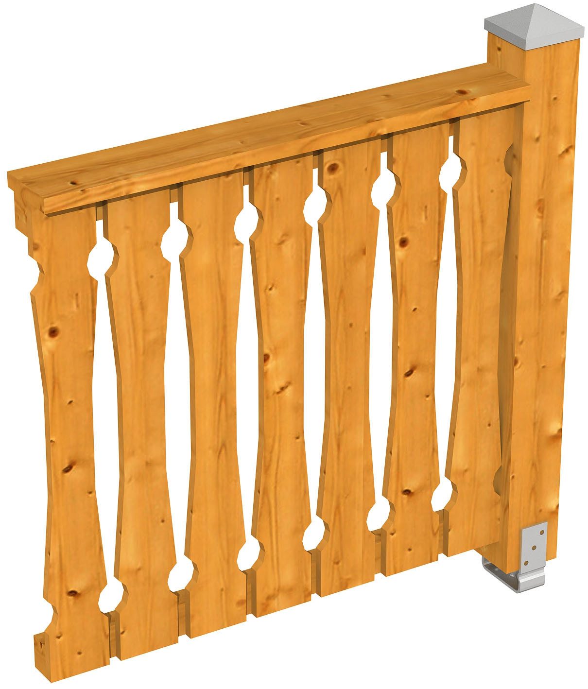 Skanholz Brüstungsgeländer Balkonschalung, 108 cm Länge, 96 cm Höhe, mit 1 Pfosten