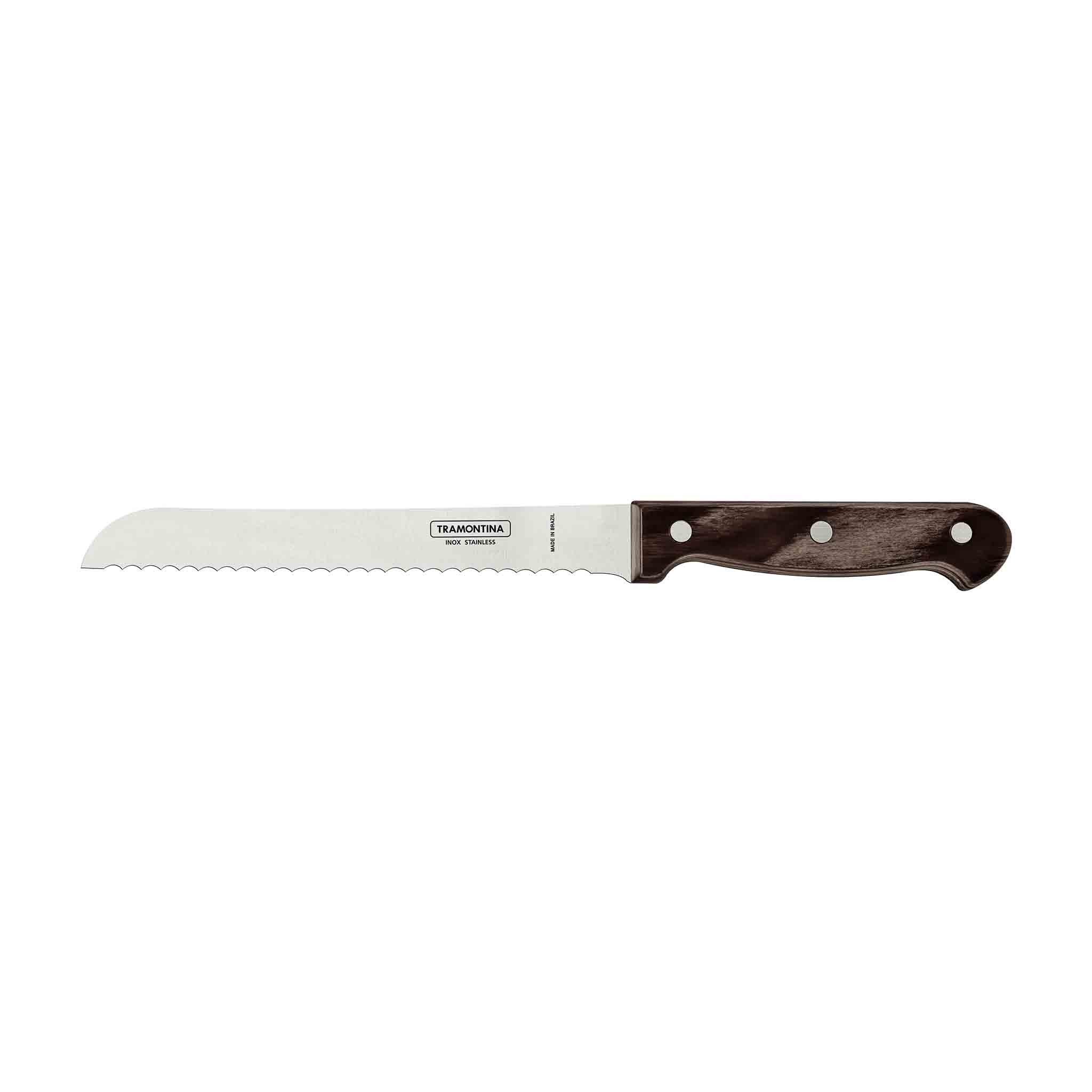 Tramontina Brotmesser POLYWOOD Rostfreier Edelstahl, Klinge 18 cm, Wellenschliff, Rostfrei, FSC-zertifizierter Holzgriff, Spülmaschinenfest