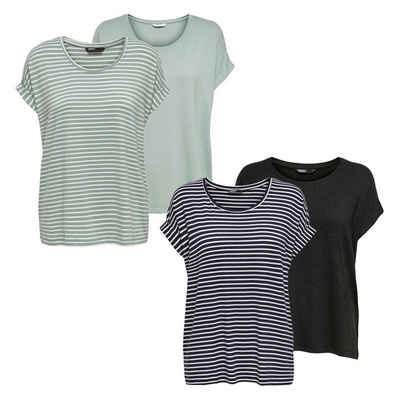 ONLY T-Shirt Damen Top MOSTER Regular Fit (4-tlg) Basic Kurzarm Tee Shirt mit Rundhalsausschnitt