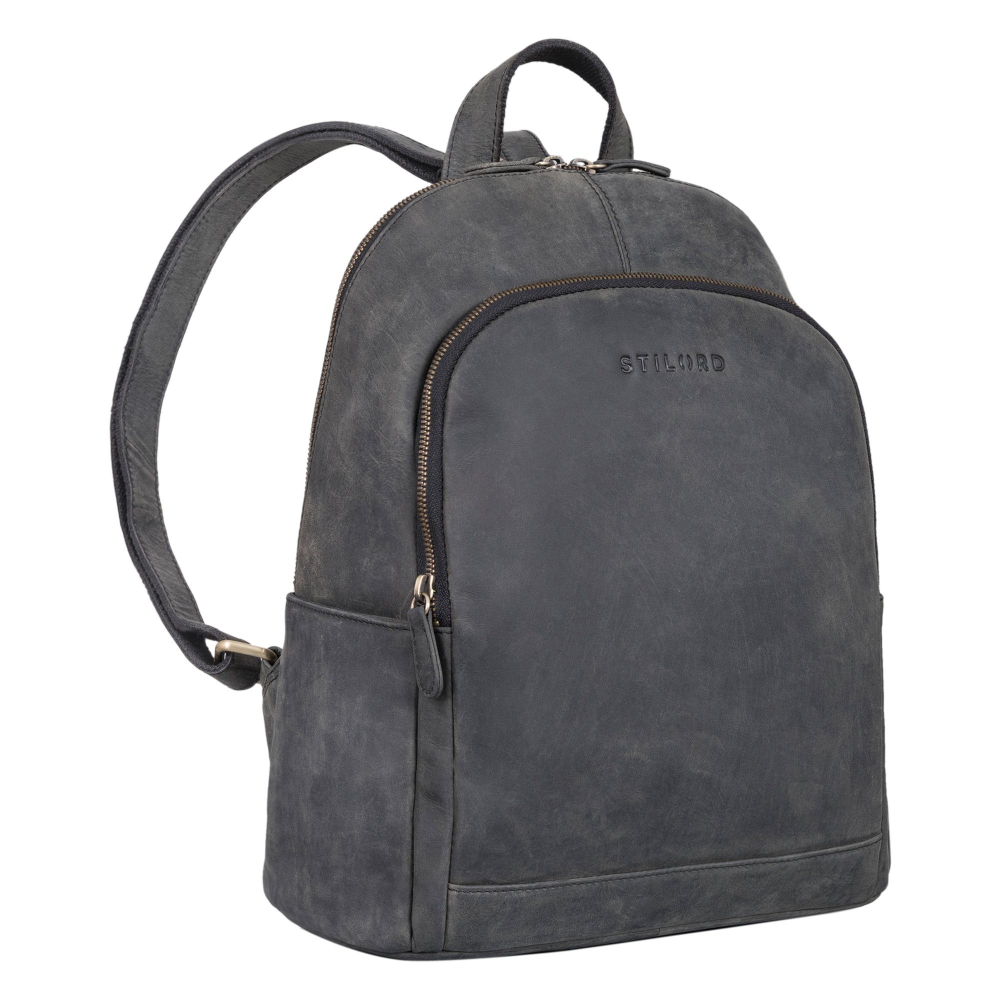 Daypack - Vintage "Porter" STILORD Cityrucksack carbon Leder grau